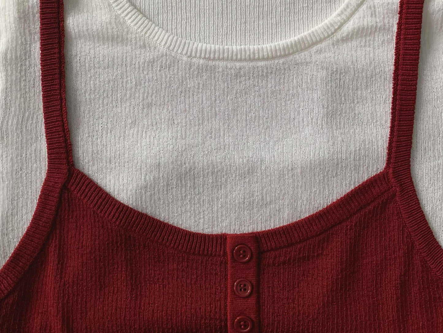 Korean Knit Wear T-Shirt 2 in 1 - Red