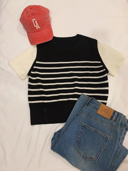 Casual Short Sleeve Striped T